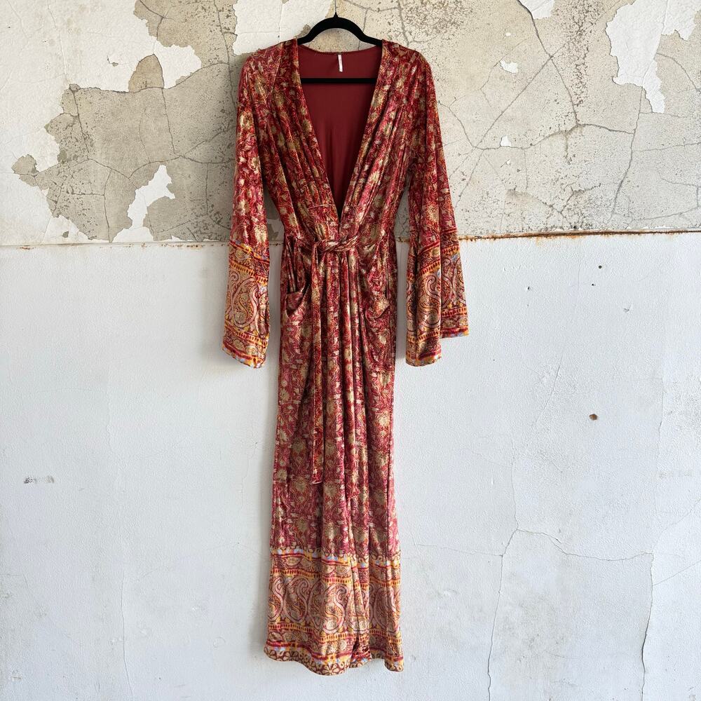 Free People Floral Jumpsuit - Red and Gold